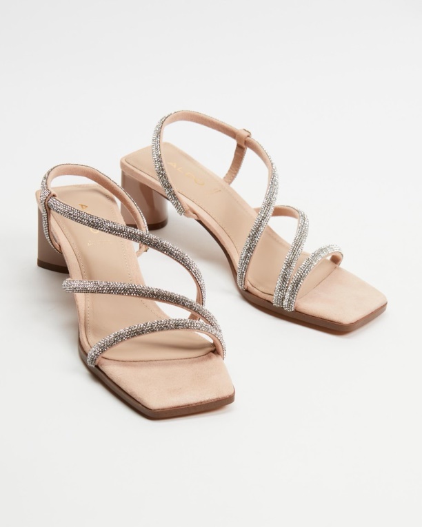 Aldo Fashion Gannateriel Sling Back Tacón Sandalia Hueso