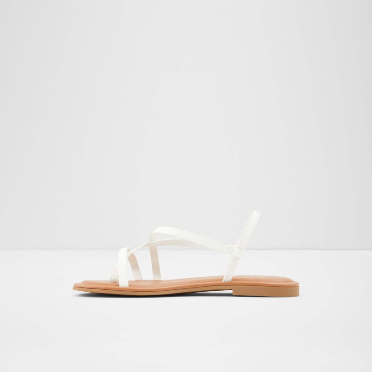 Sandalias Planas Aldo Broasa Blancas De Moda