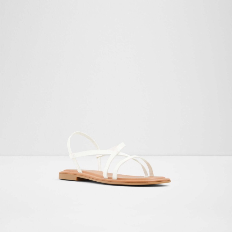 Sandalias Planas Aldo Broasa Blancas De Moda