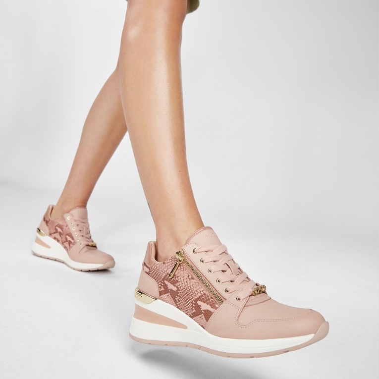 Adwiwiax Cuña Zapatilla De Deporte Cuña Tacón Aldo Moda Rosa