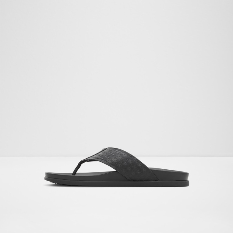 Afuthien Chanclas Aldo Moda Cuero Negro En Relieve