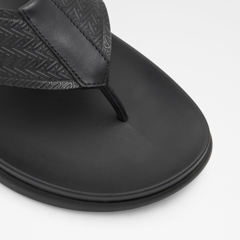 Afuthien Chanclas Aldo Moda Cuero Negro En Relieve