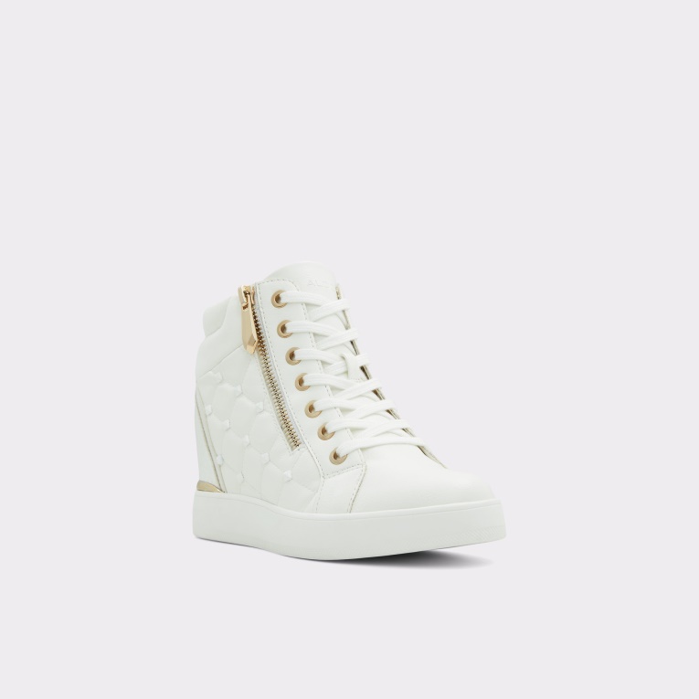 Nueva Llegada Ailannah High Top Sneaker Cuña Tacón Aldo Moda Blanco