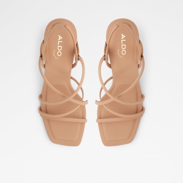 Sandalias De Tacón Con Tiras Amilia Beige Medio De Moda Aldo