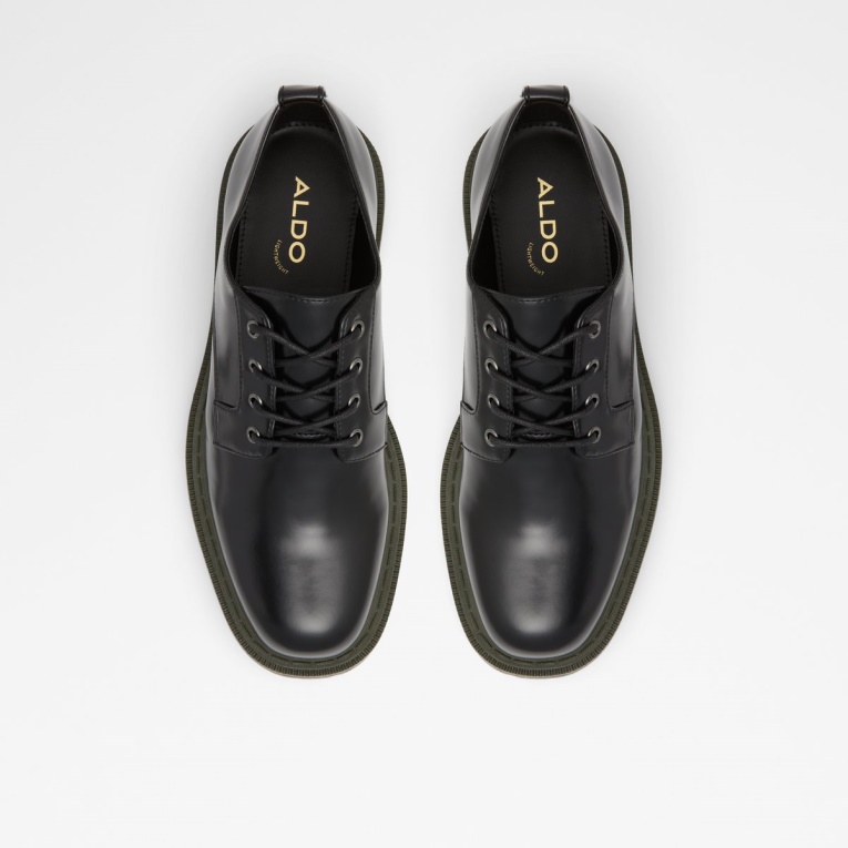 Negro Sintético Brillante Moda Aldo Bigmove Zapato Oxford Suela Dentada