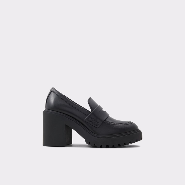 Mocasín Bigstage De Moda Suave De Cuero Negro De Aldo Con Suela Dentada