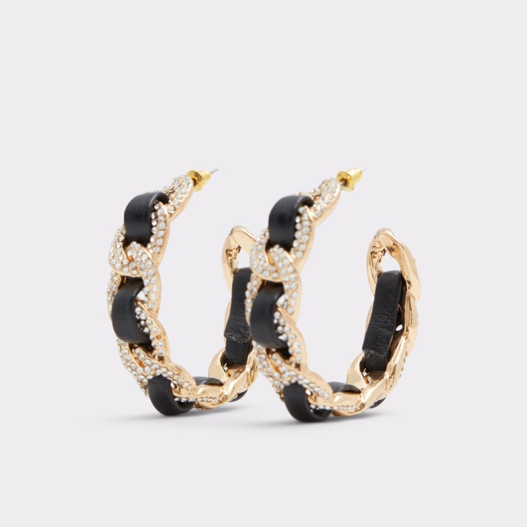 Aretes De Aro Multi Last Chance Blacklink De Aldo Fashion En Negro Y Oro
