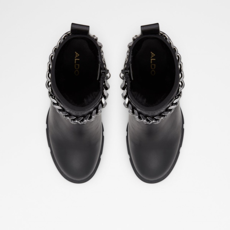 Botines Chelsea Más Audaces Con Suela Dentada Negro Cuero Liso Moda Aldo