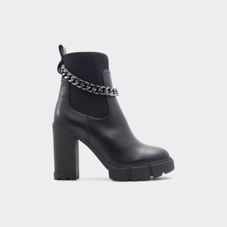 Nueva Llegada Bolder Chelsea Bota Lug Sole Aldo Fashion Negro Cuero Liso