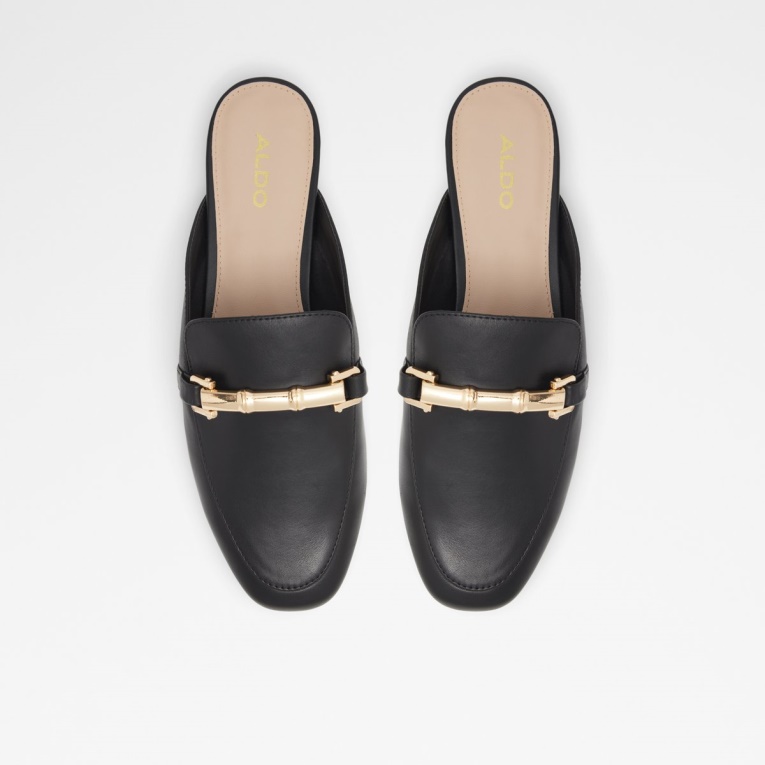 Mocasín Negro De Moda Aldo Boski Mule Con Tacón De Bloque