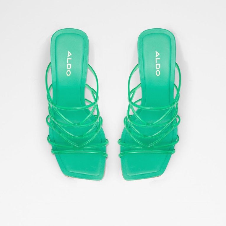 Aldo Brigette Sandalia De Tacón Con Tiras Tacón De Aguja Verde Moda