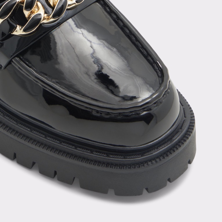 Brixton Mocasín Suela Dentada Moda Aldo Negro Charol Sintético