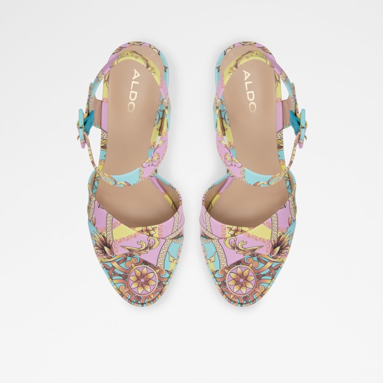 Aldo Camelia Sandalia De Tacón Con Tira En El Tobillo Plateforme Multicolor Moda