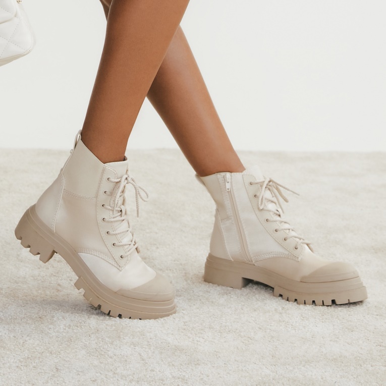 Moda Aldo Charline Combat Bota Lug Suela Blanco