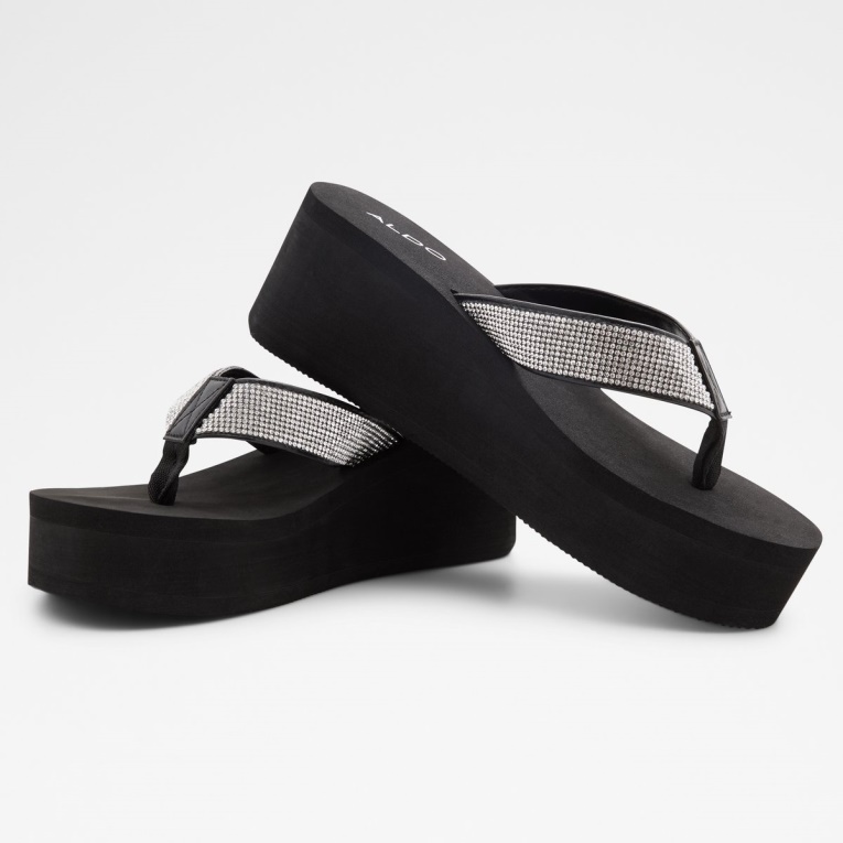 Chanclas Aldo Chima Negro-plata Multi Moda