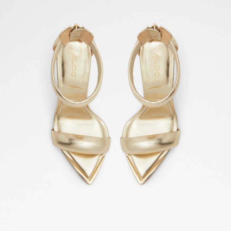 Correa De Tobillo Contesa Dorada Tacón Alto Tacón De Aguja Moda Aldo