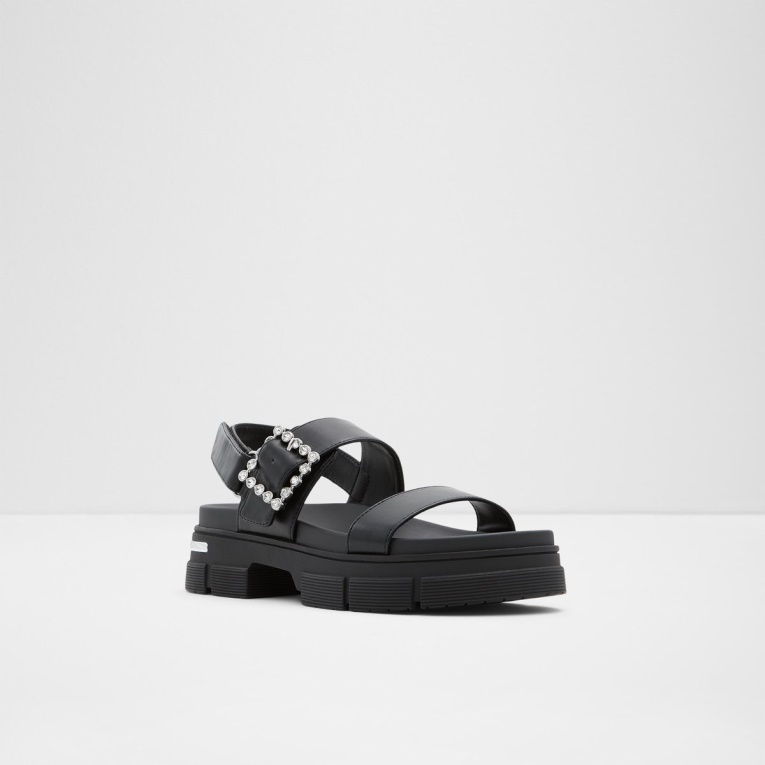 Sandalia Plana Corinne Con Suela Dentada Aldo Fashion Negro