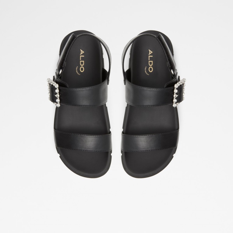 Sandalia Plana Corinne Con Suela Dentada Aldo Fashion Negro