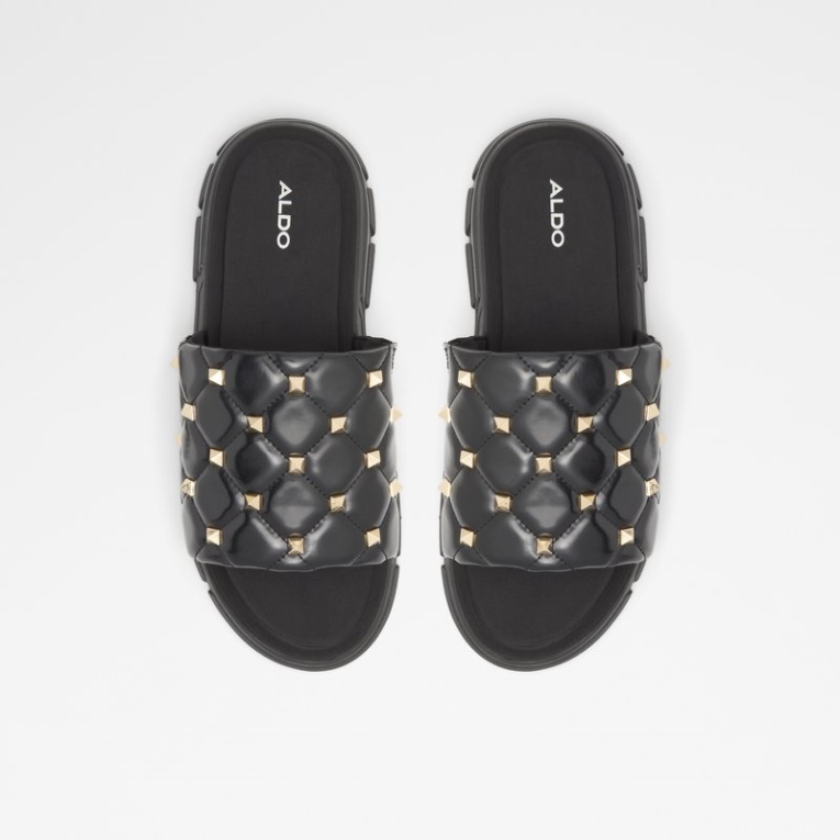 Cuciro De Charol Sintético Negro De Moda De Aldo