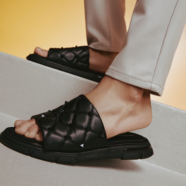 Sandalia Tipo Chanclas Cuciro Lisas Sintéticas Negras Moda Aldo