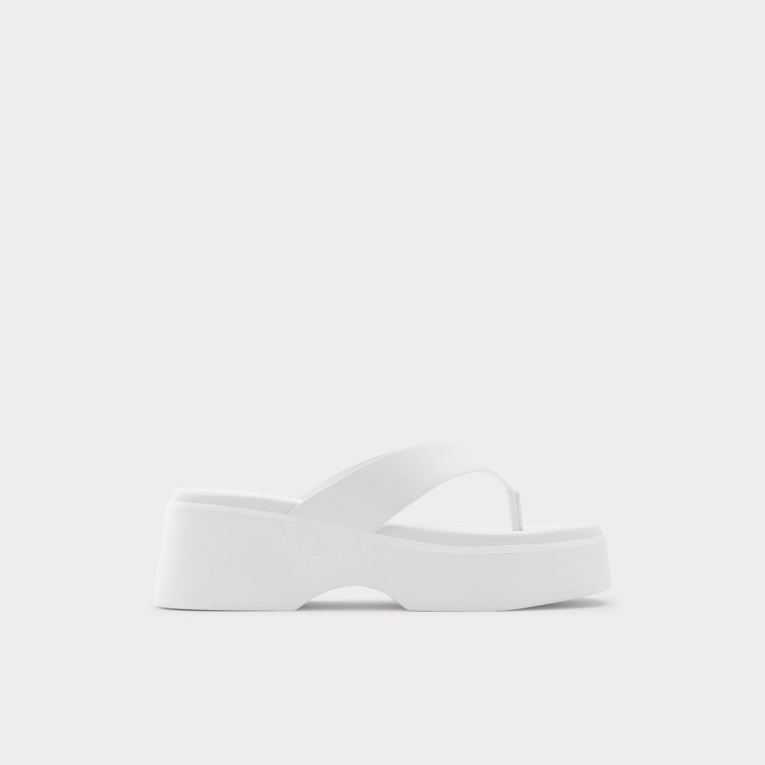 Blanco Aldo Fashion Delphy Tanga Sandalia Con Plataforma Plana