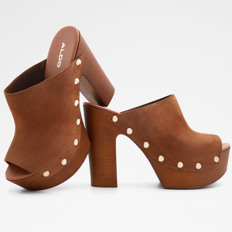 Drenania Mule Con Tacón Plataforma Marrón Moda Aldo