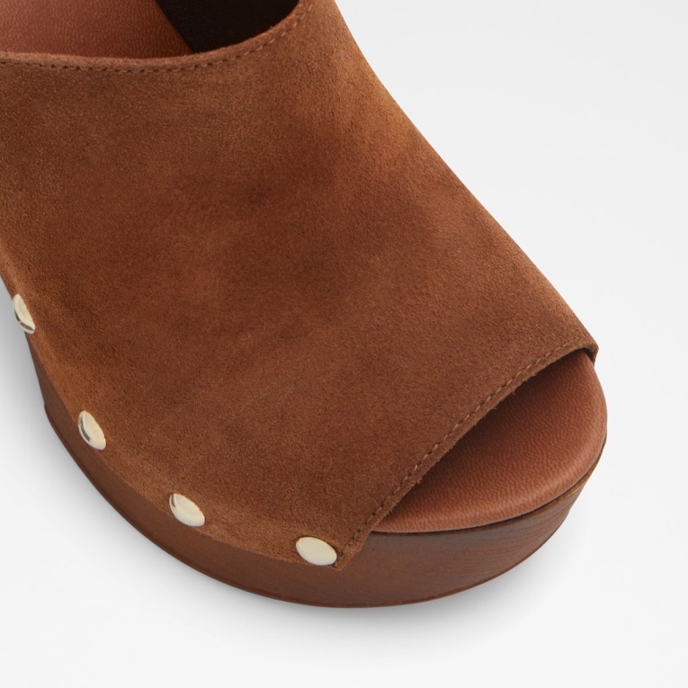 Drenania Mule Con Tacón Plataforma Marrón Moda Aldo