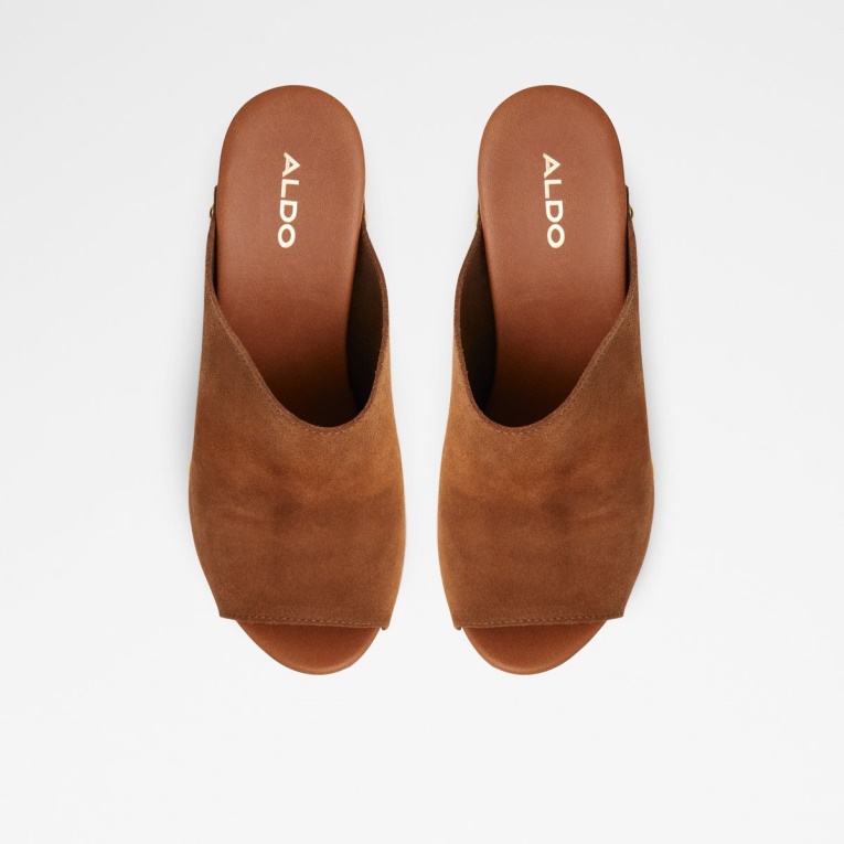Drenania Mule Con Tacón Plataforma Marrón Moda Aldo