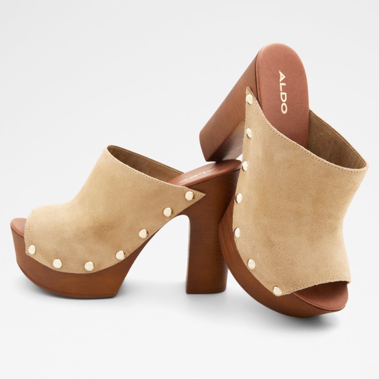 Moda Beige Medio Aldo Drenania Mule Con Tacón Plataforma