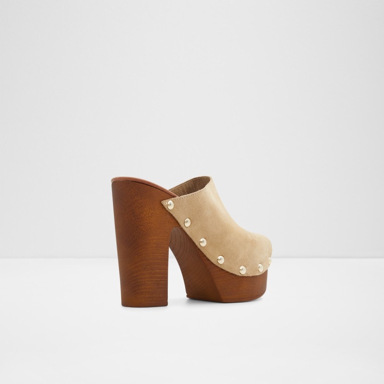 Moda Beige Medio Aldo Drenania Mule Con Tacón Plataforma