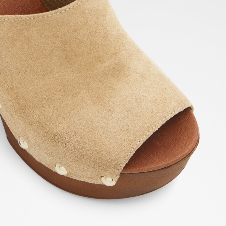Moda Beige Medio Aldo Drenania Mule Con Tacón Plataforma