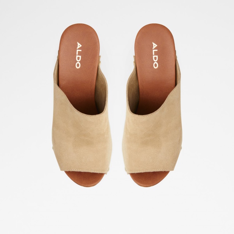 Moda Beige Medio Aldo Drenania Mule Con Tacón Plataforma