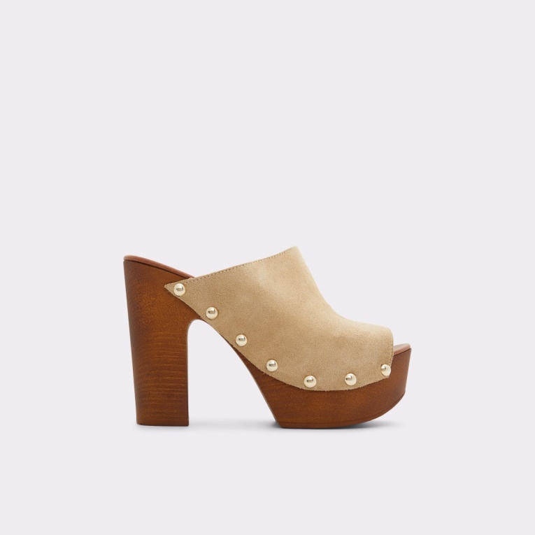 Beige Medio Aldo Fashion Drenania Mule De Tacón Con Plataforma