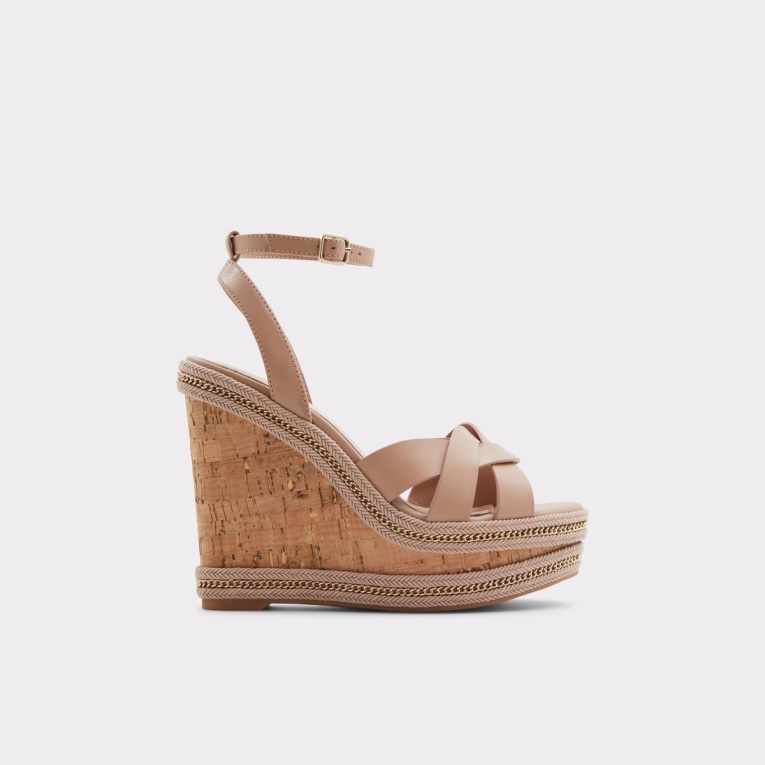 Sandalias De Cuña Droyers De Aldo Fashion Con Tacón De Cuña Beige Claro