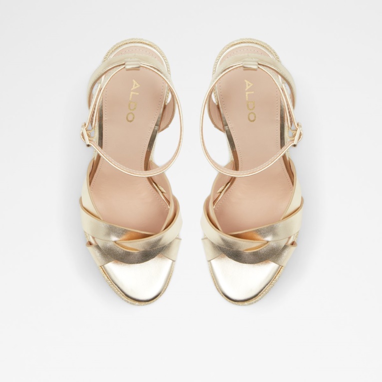 Moda Champagne Aldo Droyers Cuña Sandalia Tacón De Cuña