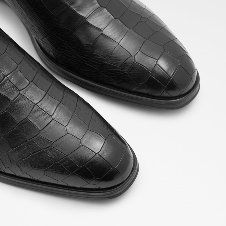 Botines Chelsea Druven Lisos De Cuero Negro Moda Aldo