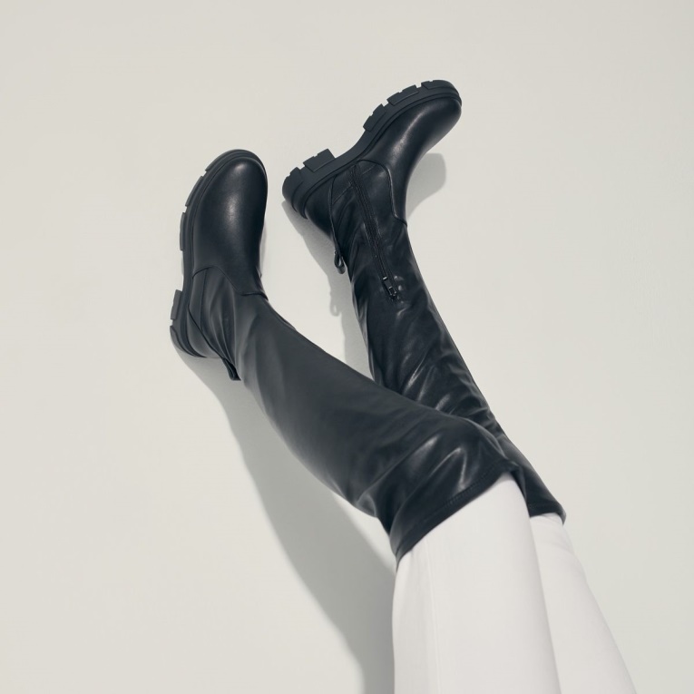 Negro Aldo Fashion Dweradia Botas Por Encima De La Rodilla Con Suela Dentada