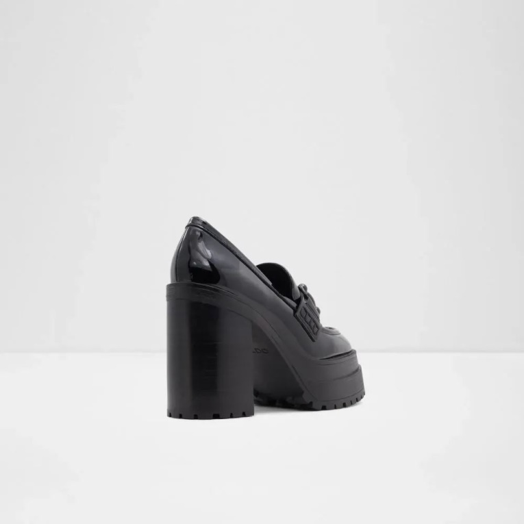 Mocasines De Cuero Con Suela Dentada Bigleap Para Mujer Moda Aldo Negro