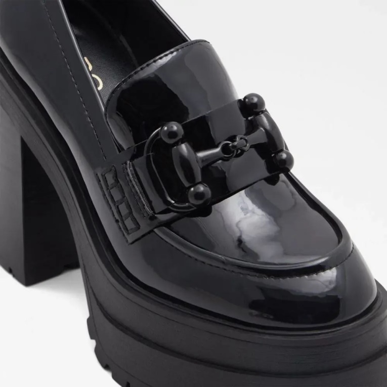 Mocasines De Cuero Con Suela Dentada Bigleap Para Mujer Moda Aldo Negro
