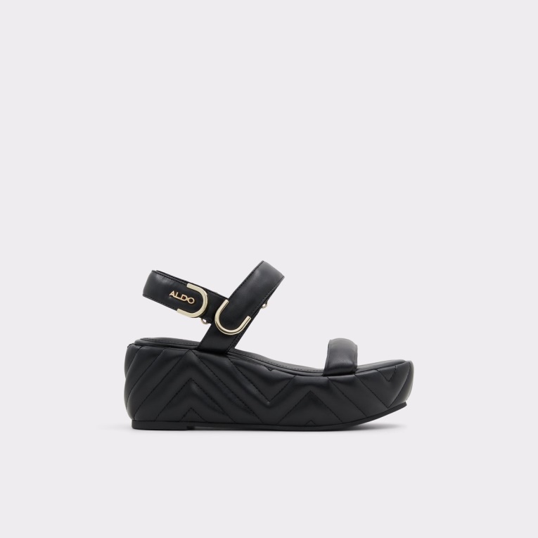 Negro Aldo Fashion Eroellan Cuña Sandalia Plataforma
