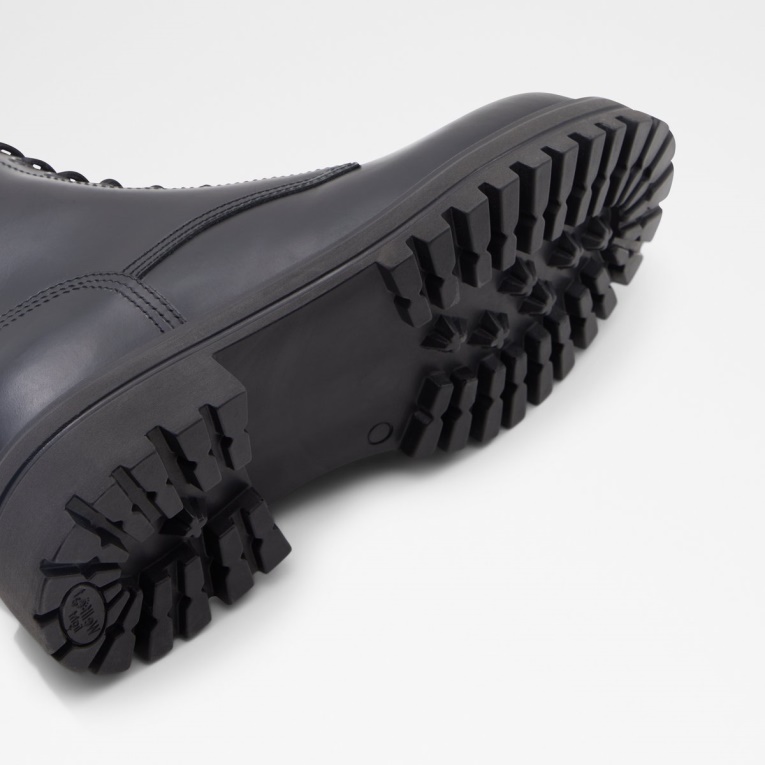 Falconer Botas Con Cordones Suela Dentada Moda Negro Cuero Liso Aldo