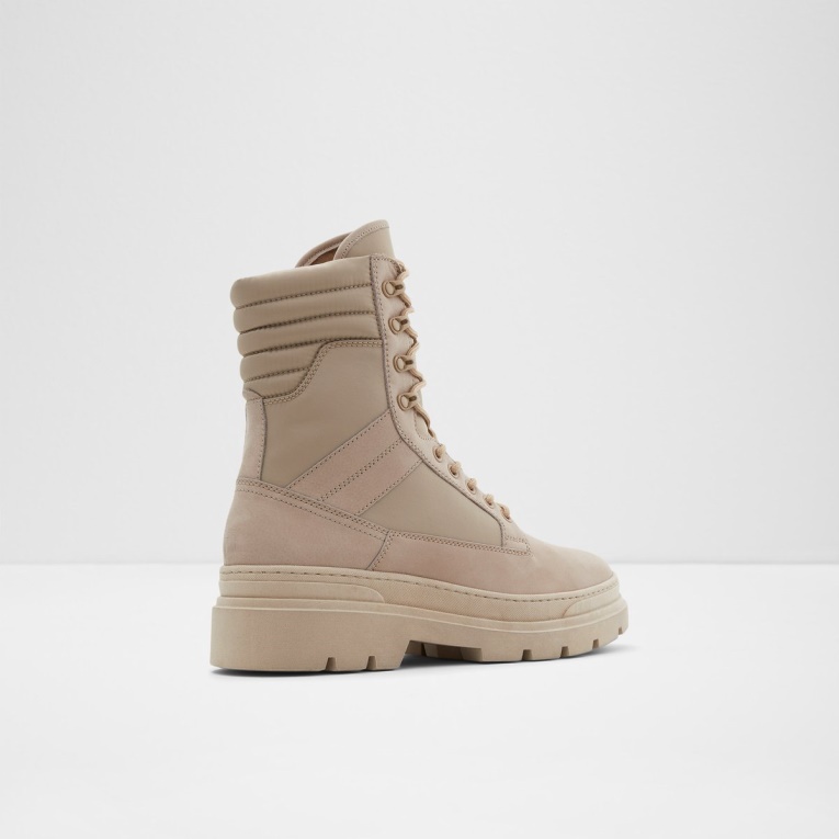 Botas Con Cordones Y Suela De Tacos Recién Llegadas De Aldo, Color Beige Claro