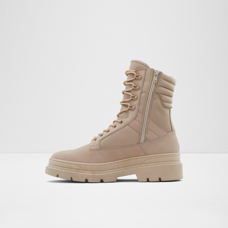 Botas Con Cordones Y Suela De Tacos Recién Llegadas De Aldo, Color Beige Claro