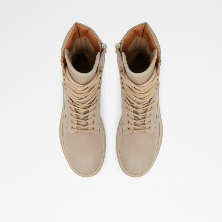 Botas Con Cordones Y Suela De Tacos Recién Llegadas De Aldo, Color Beige Claro