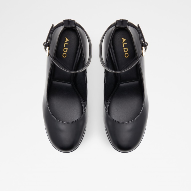Aldo Recién Llegado Fonda Zapato De Tacón Con Correa En El Tobillo Plateforme Negro Moda