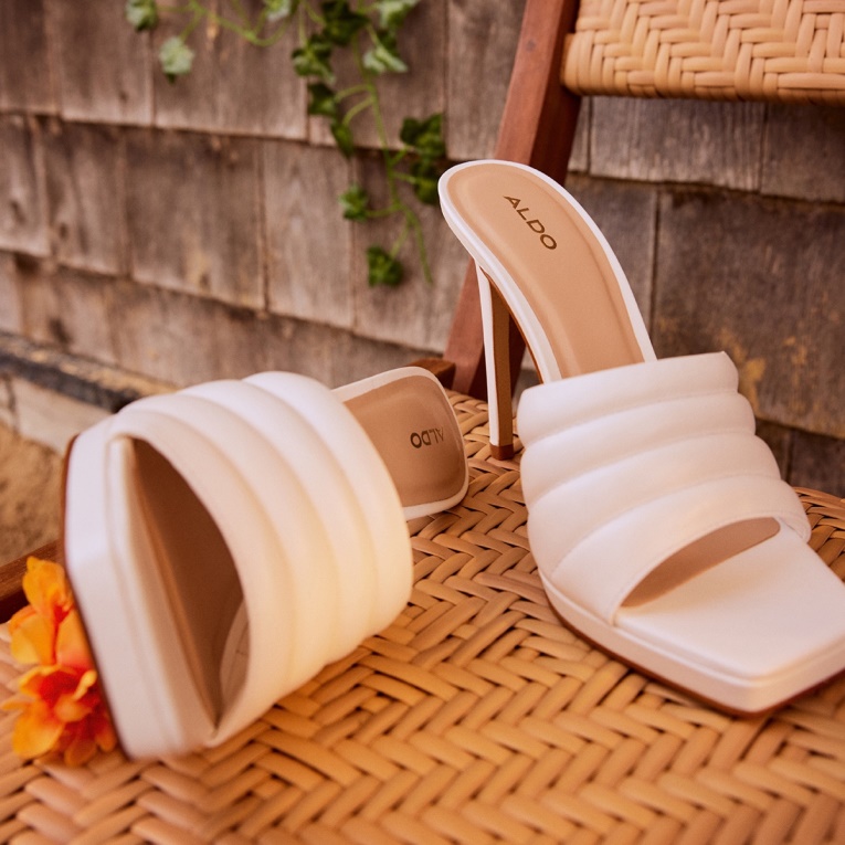 Blanco Moda Aldo Gennia Tacón Mule Plataforma Stiletto