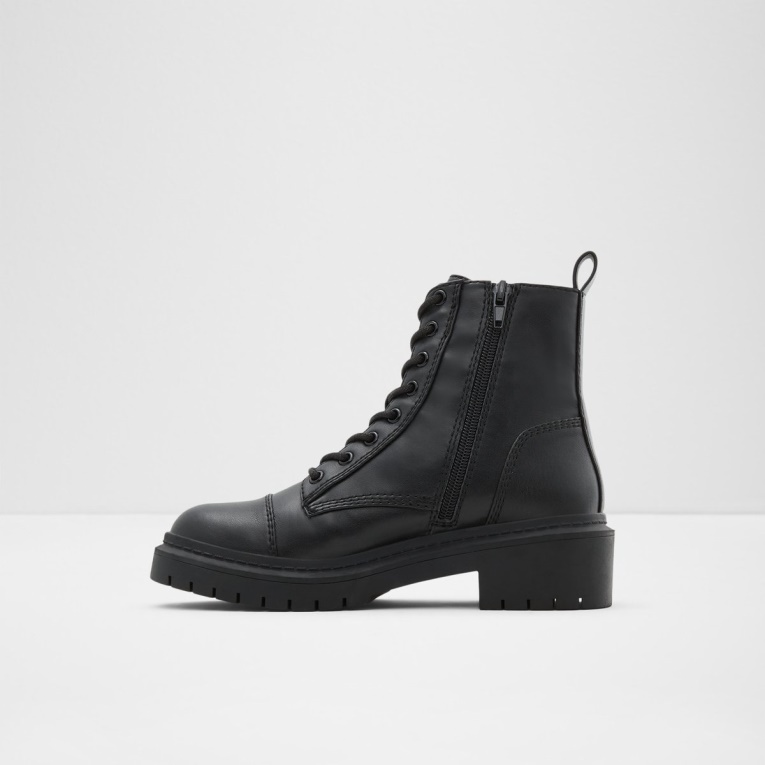 Negro Moda Aldo Goer Botas De Combate Suela De Orejeta