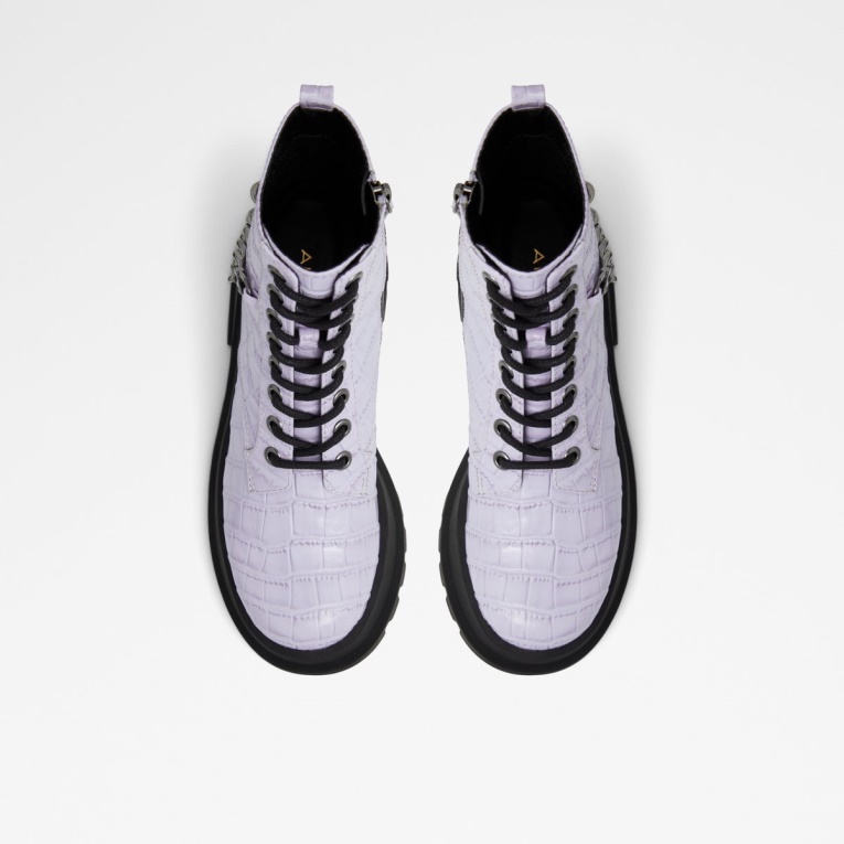 Botas De Combate Aldo Fashion Grandeur Con Suela De Tacos Moradas