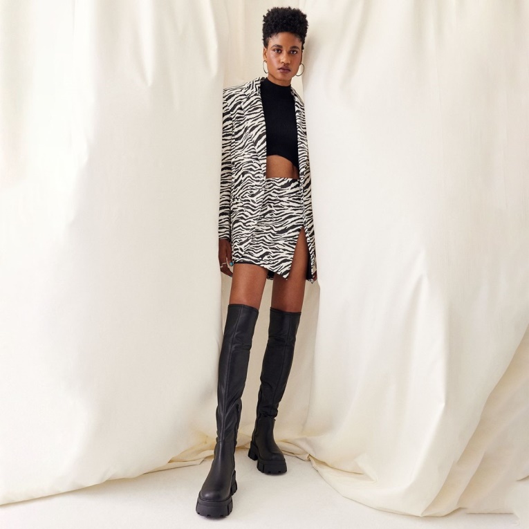 Negro Recién Llegado Grandmode Bota Por Encima De La Rodilla Suela Dentada Aldo Fashion