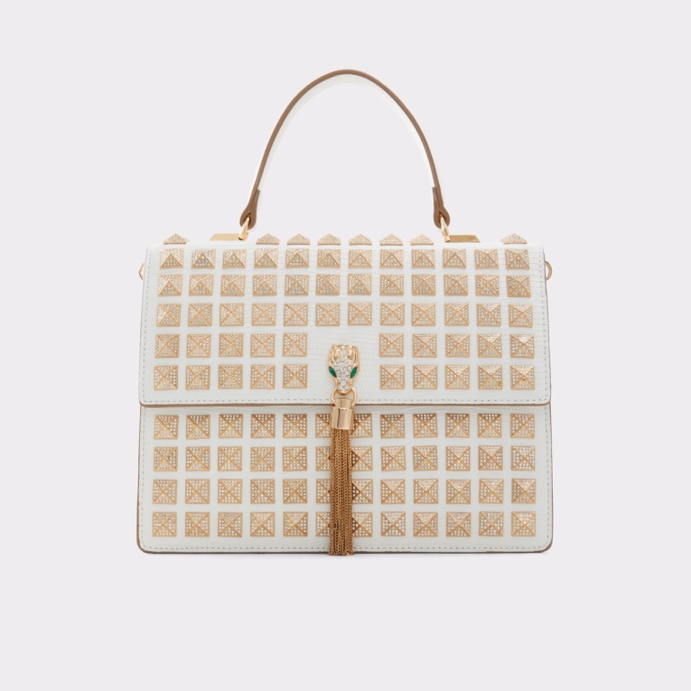 Bolso Grandsnake Con Asa Superior Moda Aldo Blanco